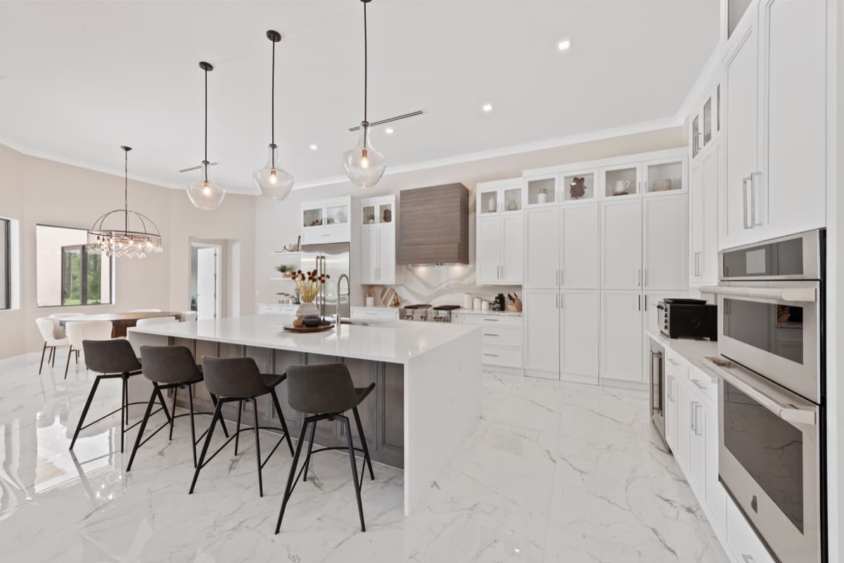 Kitchen island and living area